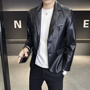 2025秋装新款编制皮西装男 钱塘6006-8221 P175  真模图片