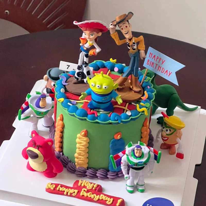 玩具总动员卡通公仔胡迪翠丝巴斯光年生日烘焙插牌蛋糕装饰摆件