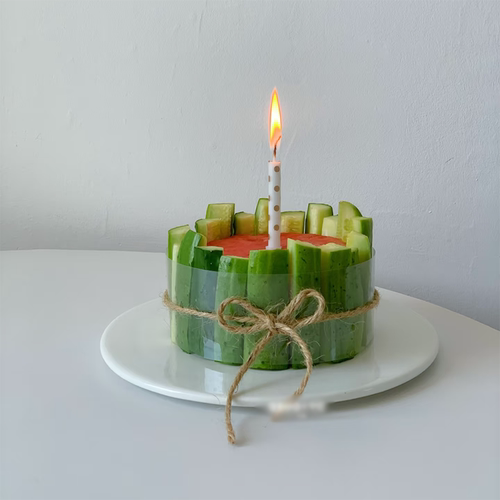 小红书同款水果蛋糕装饰黄瓜波点蜡烛围边儿童生日蛋糕氛围感插件