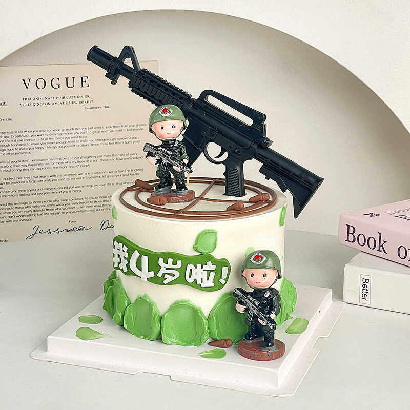 举枪烘焙配件生日蛋糕装饰