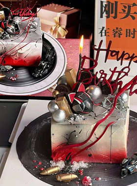 恋与深空秦彻pv亚克力烘焙插件生日蛋糕装饰黑色摩托车头盔摆件