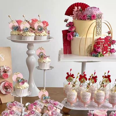 粉色婚礼订婚情人节插件布丁杯封口纸推推乐贴纸甜品台装饰蛋糕