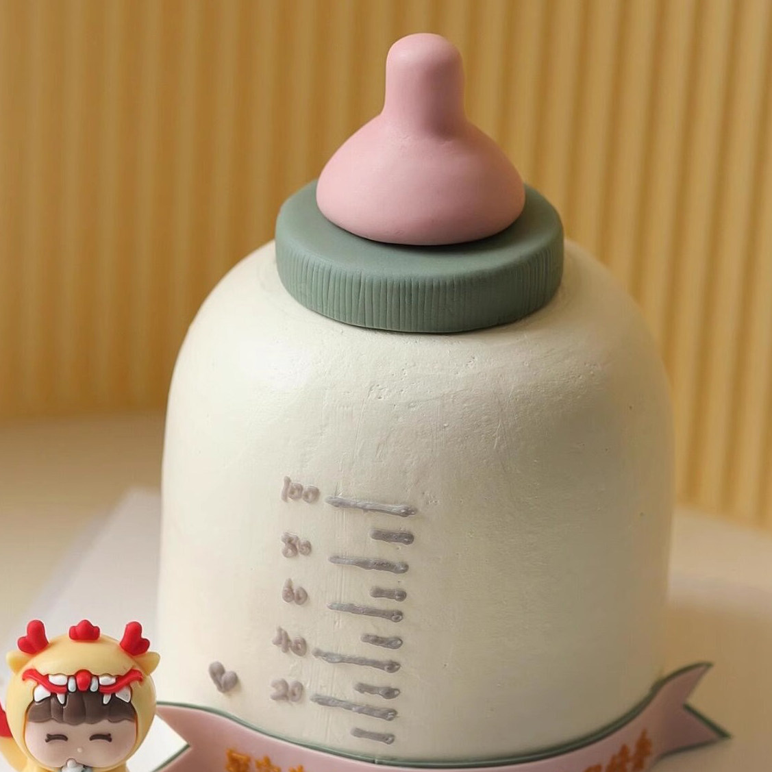 龙宝宝满月百日宴蛋糕装饰摆件奶瓶龙男孩女孩百天生日甜品台装饰