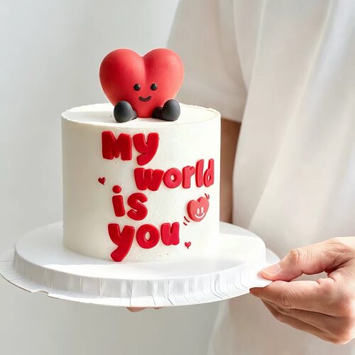 包邮佳妍网红七夕情人节翻糖蛋糕装饰我的世界就是你爱心小脚装扮