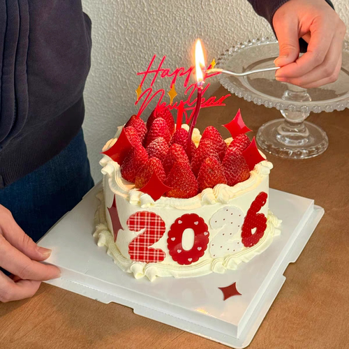 2026新年快乐元旦跨年除夕甜品插牌摆件数字亚克力蛋糕装饰插件