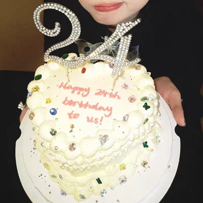 创意钻石数字点缀女孩生日派对道具宝石生日蛋糕装饰插件宝石蛋糕