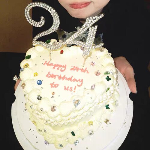 创意钻石数字点缀女孩生日派对道具宝石生日蛋糕装饰插件宝石蛋糕