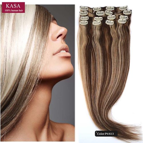 20inch 7pcs 70g Human Hair Extensions Clip In 真人发卡子接发