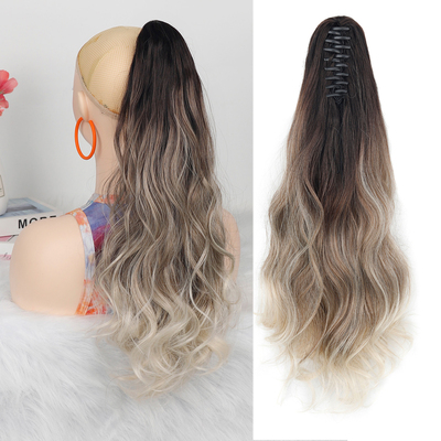 长卷发爪夹马尾假发渐变色Long wavy ombre color ponytails hair