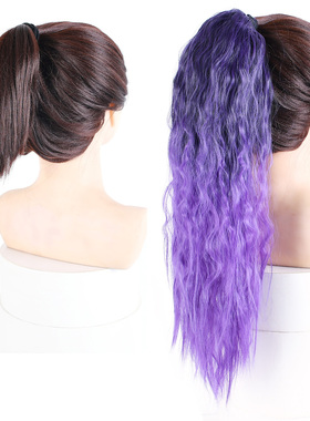 假发绑带马尾卷发渐变彩色Long Curly Ponytails Hair Extension