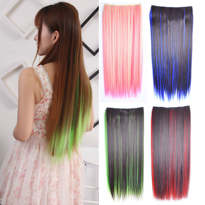 假发直发接发片彩色 Straight Hairpiece Clip in Hair Extension