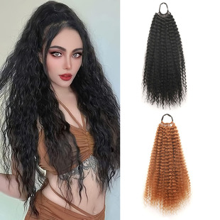 假发发圈缠绕马尾蓬松卷曲Deep Curly Ponytail Hair Extensions