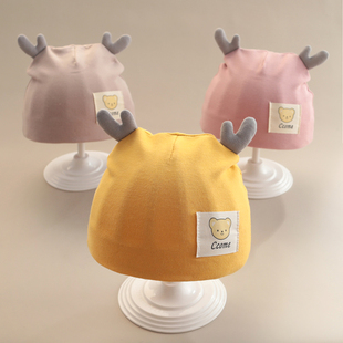 初生新生儿无骨胎帽男宝宝秋冬季 0一3个月 薄款 纯棉婴儿帽子春秋款