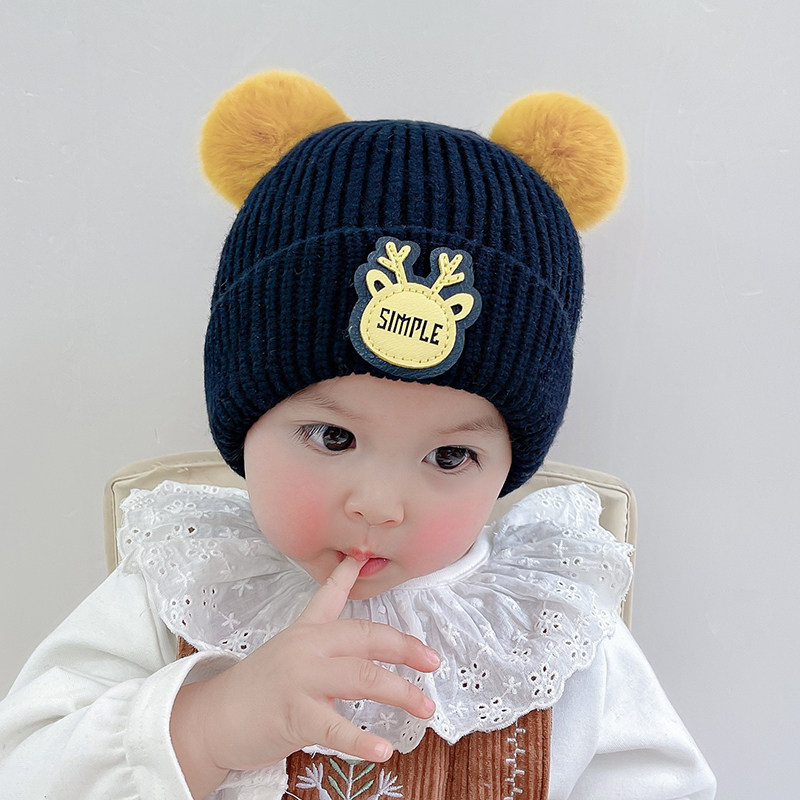 男宝宝帽子秋冬季婴儿婴幼儿毛线帽冬天冬款护耳针织帽可爱超萌潮