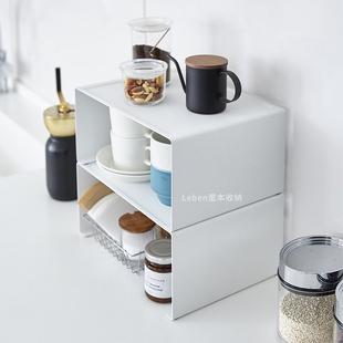 里本 多层厨房台面调料碗盘铁艺储物架柜子分层收纳 可叠加置物架