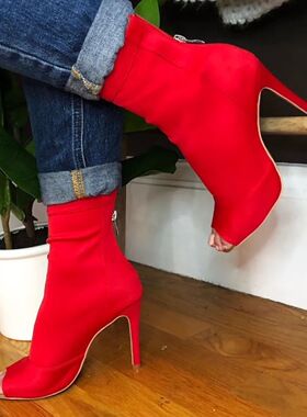 burju-Shabina红色高跟爵士短靴,heels高跟鞋，拉丁舞蹈鞋