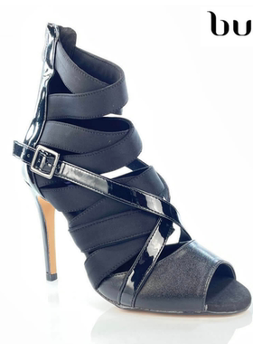 burju-Stay Strapped黑色高跟爵士短靴,heels高跟鞋，拉丁舞蹈鞋