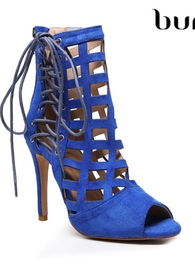 burju*TI-Baddie(Heel Trap)蓝色高跟爵士短靴,heels高跟鞋