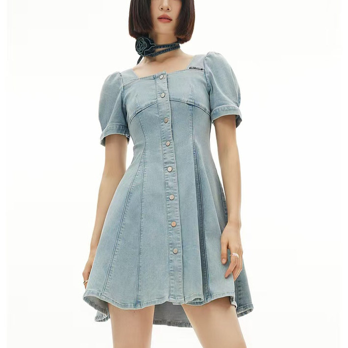 法式连衣裙夏季浅色连身短裙ABLE