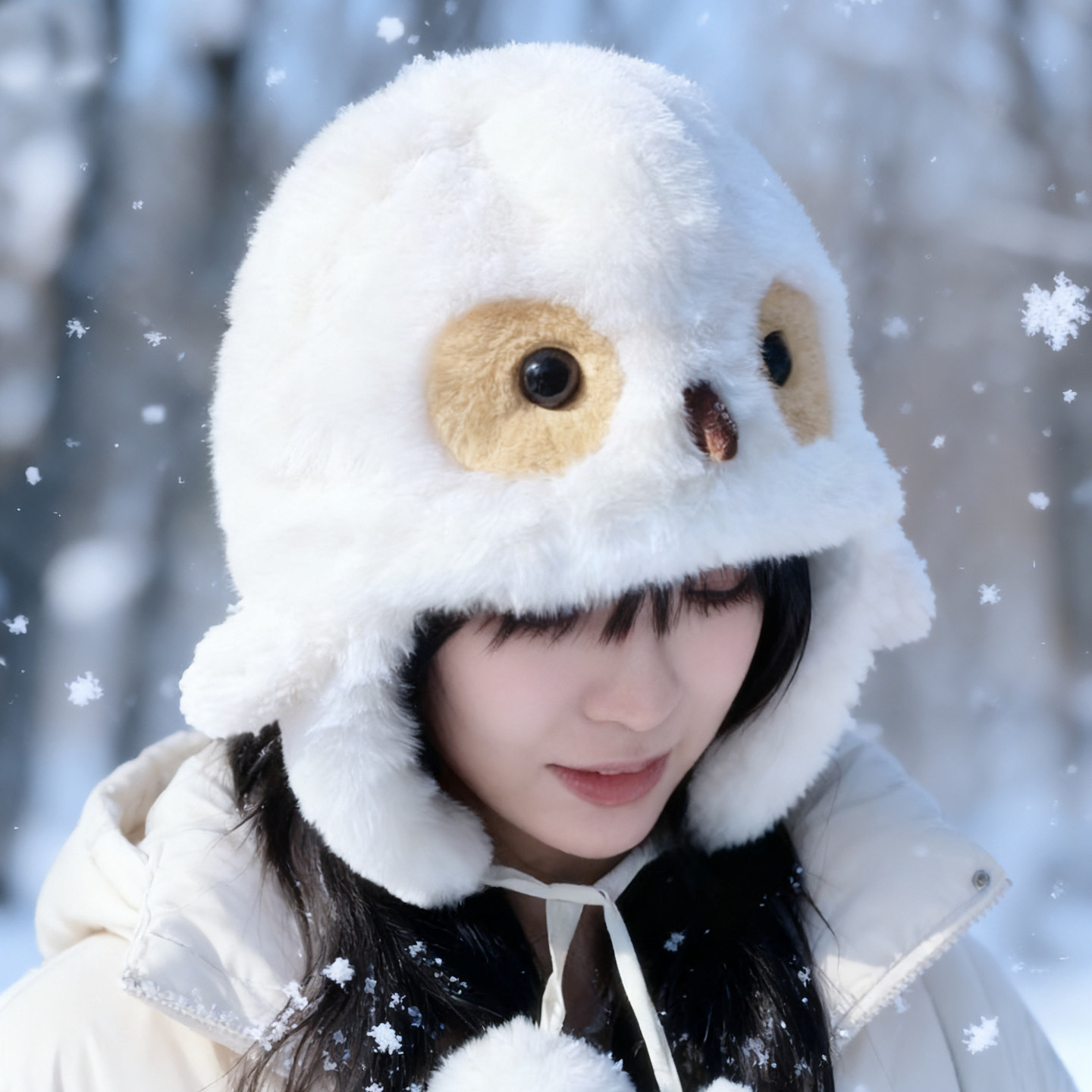 设计师款可爱猫头鹰海德薇毛绒护耳帽冬季加厚保暖滑雪帽个性创意