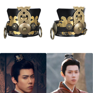影视剧同款庄支行公子发饰古风复古皮质头冠男束发古铜纯手工发冠