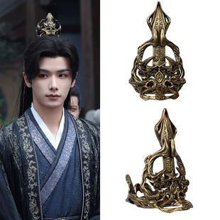 影视剧古风仙侠头冠头冠树脂古装COS马尾头饰金银高男神汉服发饰