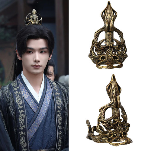 影视剧古风仙侠头冠头冠树脂古装COS马尾头饰金银高男神汉服发饰