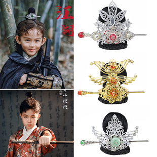 古装儿童汉服发冠假发书生道士发包发髻女扮男装仙侠丸子发揪头饰