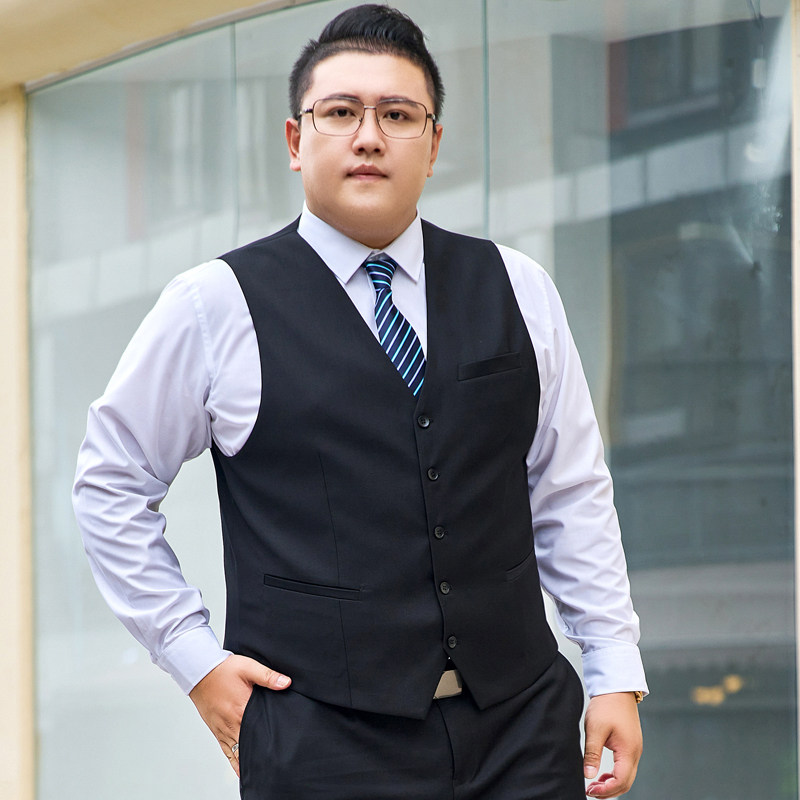 大码西装马甲男士加肥加大胖子商务宽松西服背心新郎伴郎结婚马夹