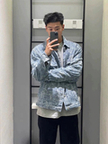 706-1-JK1014-P75秋季男士蓝色水洗做旧小香风夹克情侣休闲外套，男装夹克，星座706-1