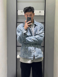 706-1-JK1014-P75  秋季男士蓝色水洗做旧小香风夹克情侣休闲外套图片