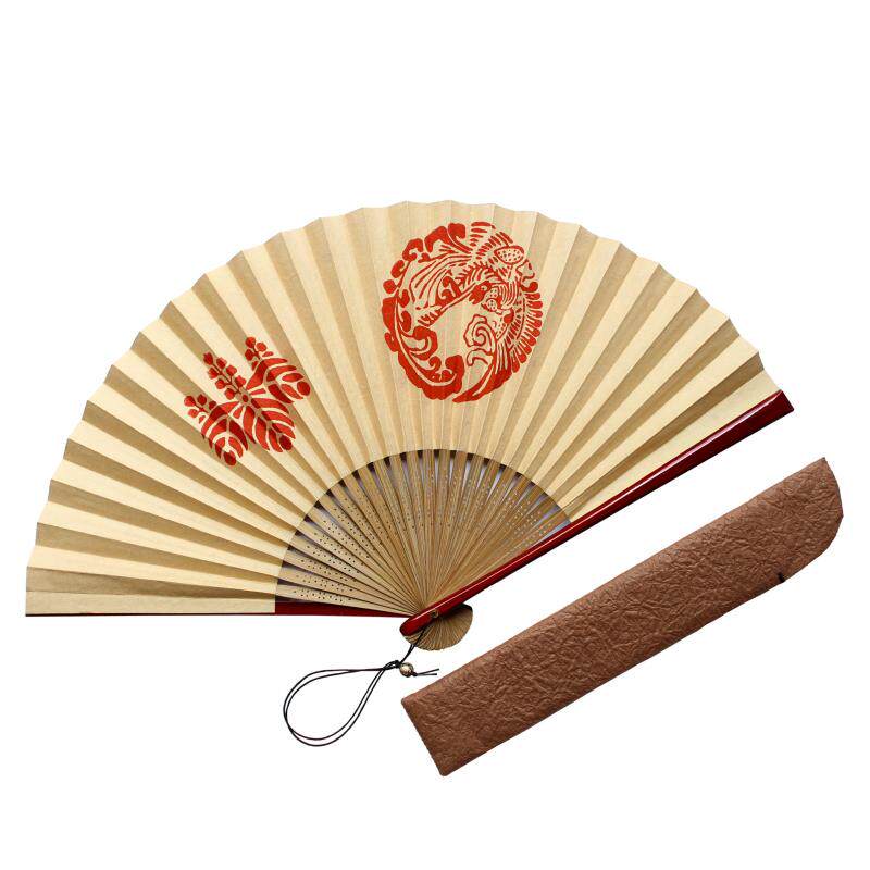 日本京都製 京扇子 白竹堂 吉祥纹 日式和风绅士 折扇套装 凤凰龙
