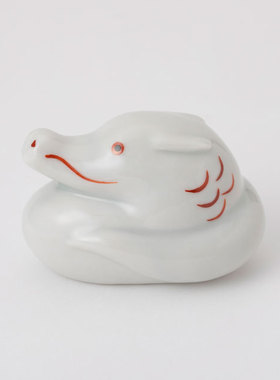 日本制 愛知県 中外陶園 手作 古染釉 摆件摆饰 龙