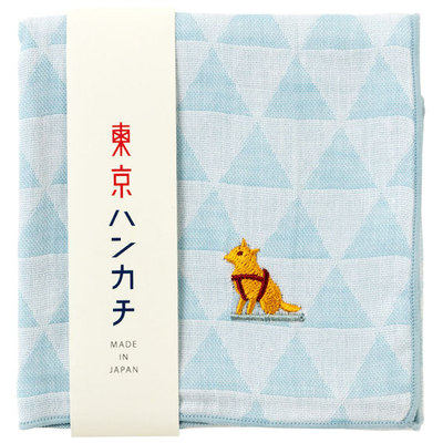 现货 日本进口京都土产 和の刺绣 双层纱棉手绢手帕 犬八公