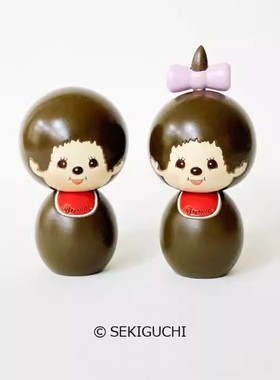 日本进口 卯三郎 匠人手作木雕木偶 实木雕刻置物摆件摆饰 蒙奇奇