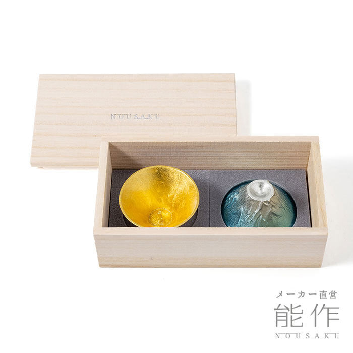 现货 日本进口 能作 锡器 酒杯 富士山 金箔 碧天 套装