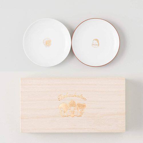 日本 波佐見烧 長崎県の工芸品 结婚祝 縁起物 对皿对碟 阿多福