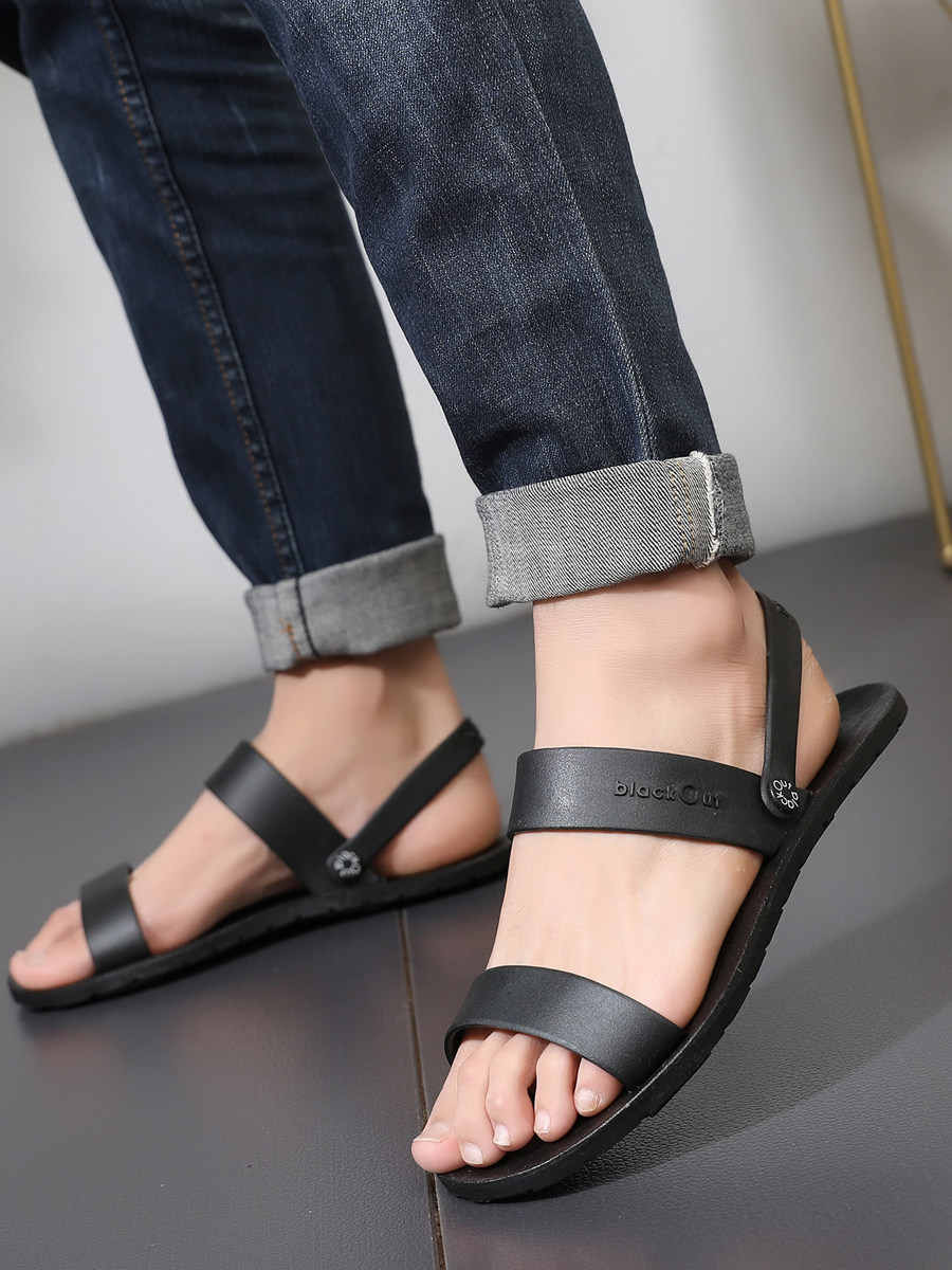 THAI RUBBER SANDALS TIDE MENS KOREAN VERSION WATERPROOF AND ODOR-PROOF DUAL-PURPOSE SLIPPERS SUMMER MENS WEAR NON-SLIP CASUAL BEACH SHOES
