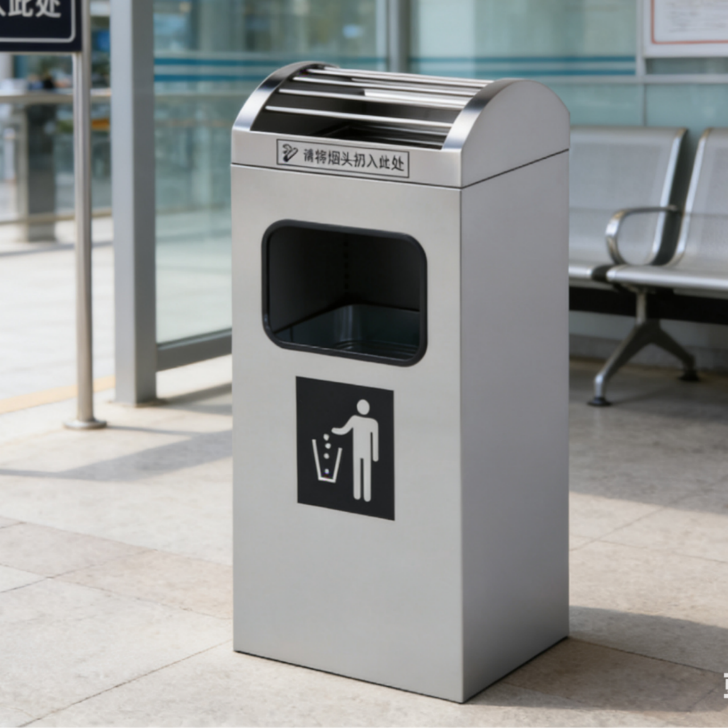 不锈钢立式烟灰桶室内垃圾桶吸烟