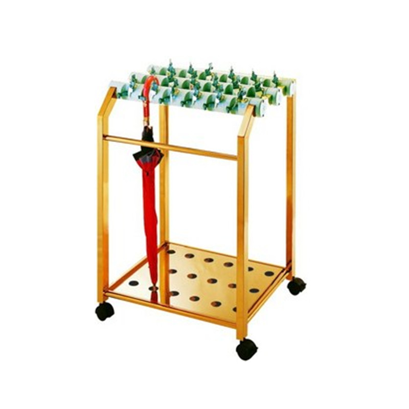 方管雨伞架带锁钛金移动伞架子