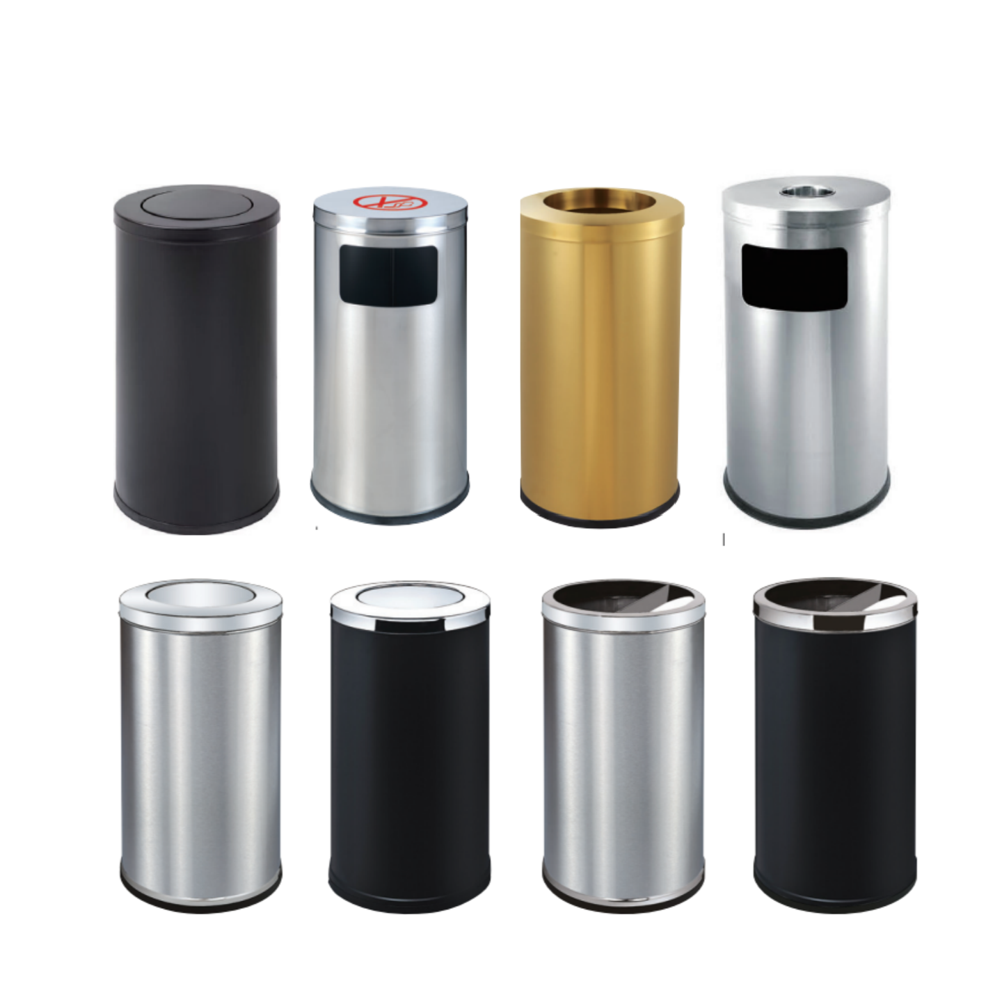 圆形不锈钢港式垃圾桶带烟灰缸