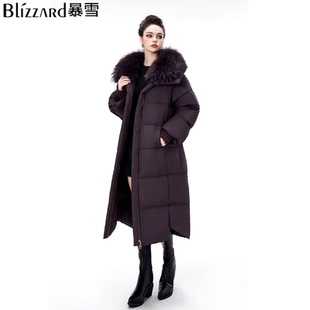 暴雪【乌梅紫】时尚保暖鹅绒服中长款女2025冬加厚羽绒服女D69119