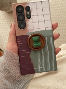 绿黄棕白适用于三星S25Ultra硬壳S23小众S21Ultra磨砂菲林气质S22手机壳S21s26ultra三星创意保护套24ultra