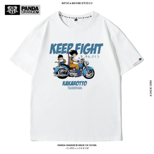 T恤 超级赛亚人悟空哈雷摩托童装 七龙珠联名短袖 男动漫卡通情侣款