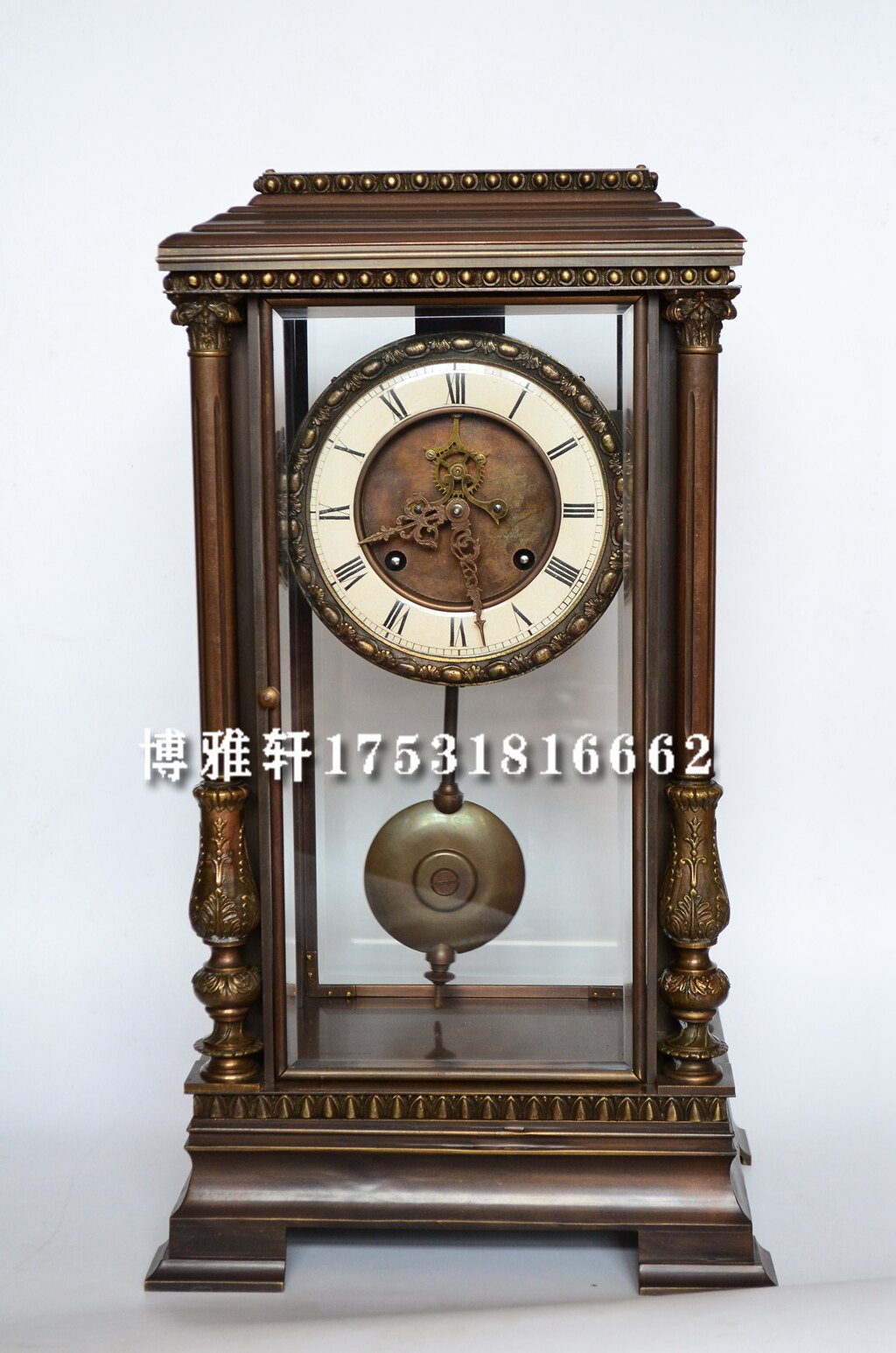 钟表古典机械纯铜座钟明卡轮黄铜表芯自鸣钟仿故宫古董回流老钟表