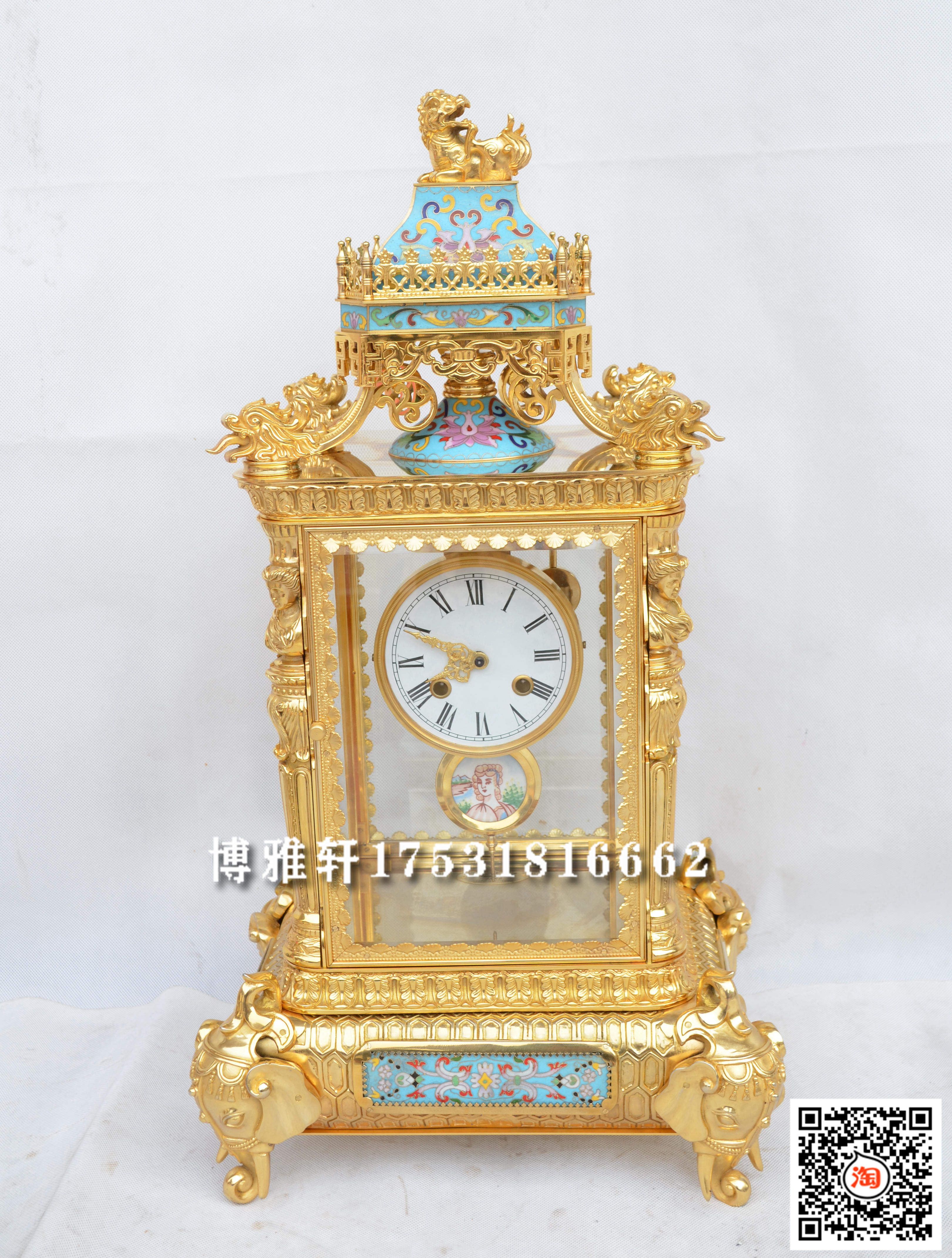 钟表纯铜镀真金机械座钟德国赫姆勒表芯古典欧式家居客厅条案摆钟