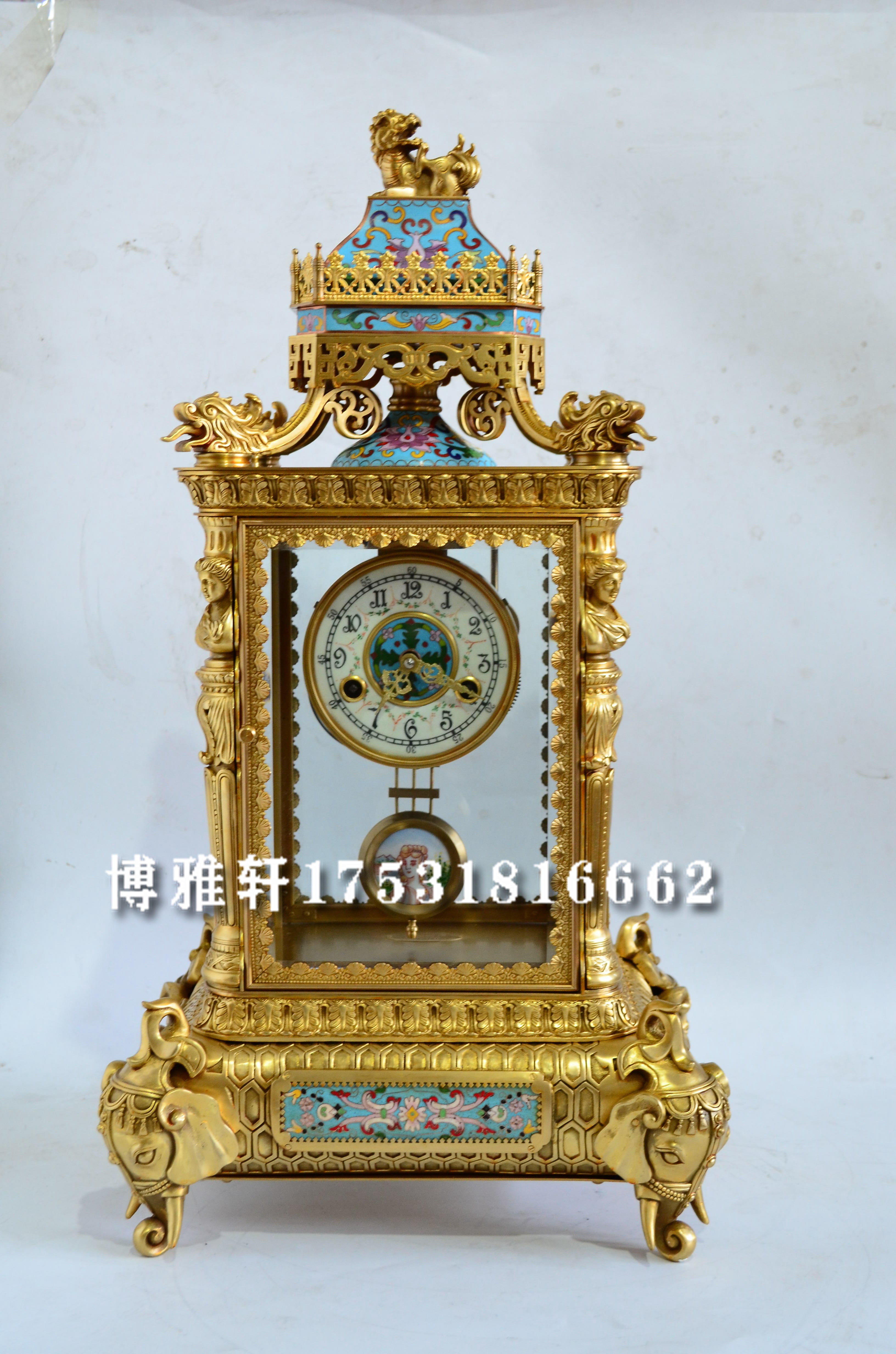 钟表仿金欧式纯铜座钟机械三五报时台钟仿故宫古董老钟壁炉风水钟
