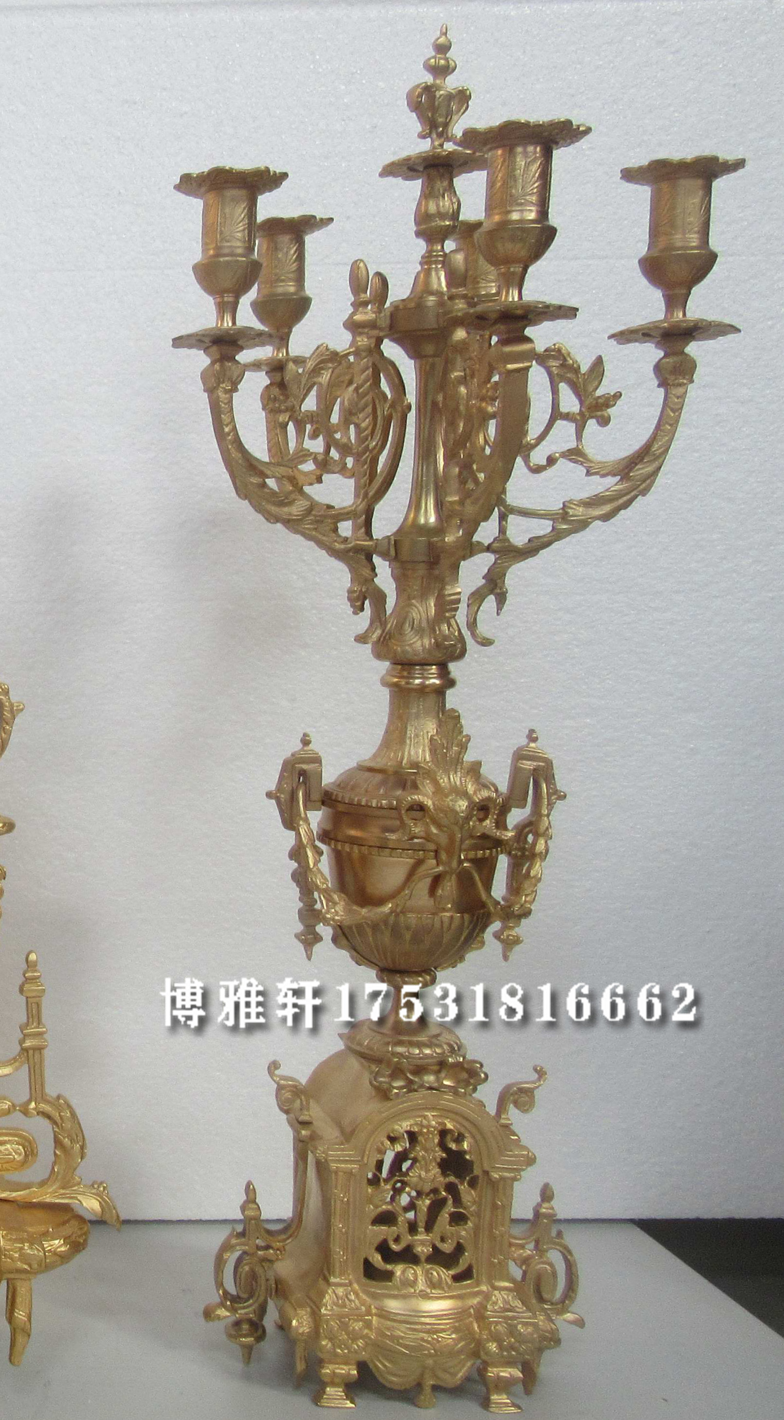 蜡台金色纯铜古典蜡烛台欧式家居客厅创意烛台样板间条案壁炉台灯