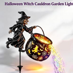 万圣节女巫坩埚花园灯 Halloween Witch Cauldron Garden Light