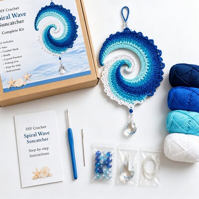 新款 Ocean Wave Crochet Wind Spinner Diy Kit 海浪钩针DIY套装